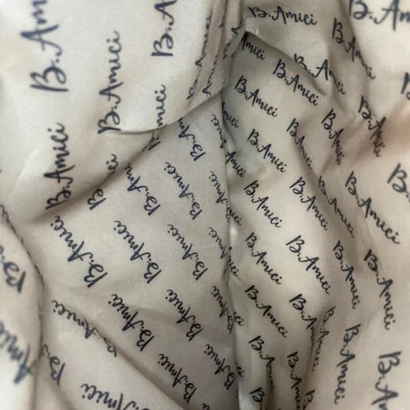 B Amici Amelia White Canvas & Tan Trimming Satchel Shoulder Bag - Picture 14 of 16